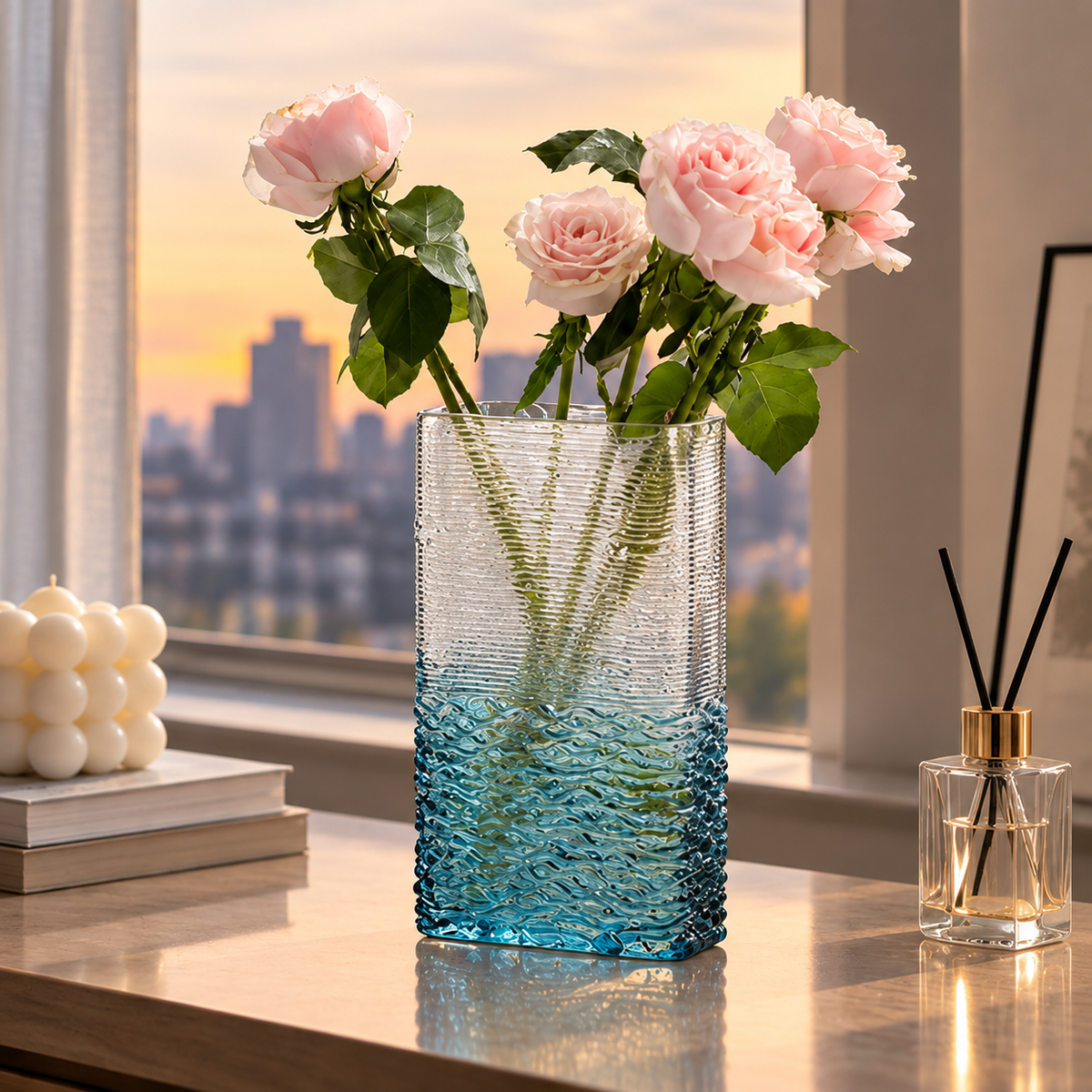 CLAYMORIA® Ocean Wave Textured Glass Vase
