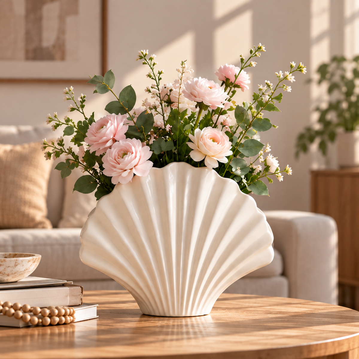 CLAYMORIA® Shell-Shaped Ceramic Flower Vase