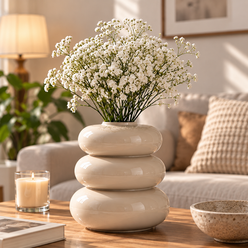 CLAYMORIA® Sculptural Three-Tier Ceramic Vase