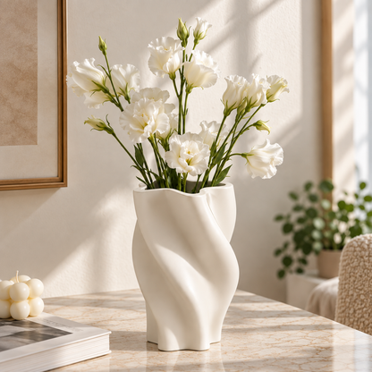 CLAYMORIA® Sculptural Wave Ceramic Vase