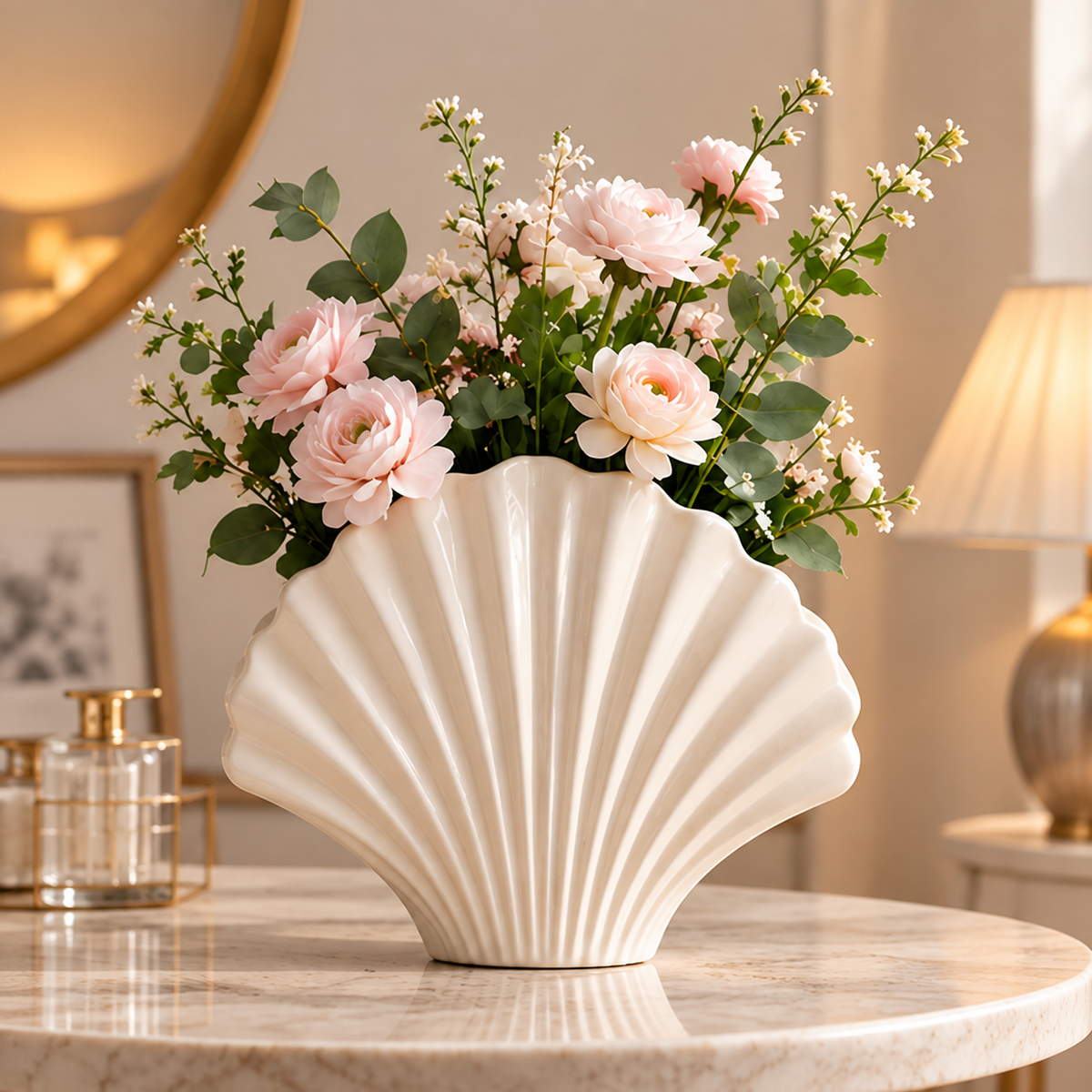 CLAYMORIA® Shell-Shaped Ceramic Flower Vase