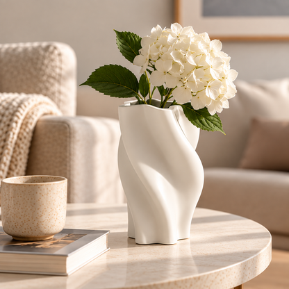 CLAYMORIA® Sculptural Wave Ceramic Vase