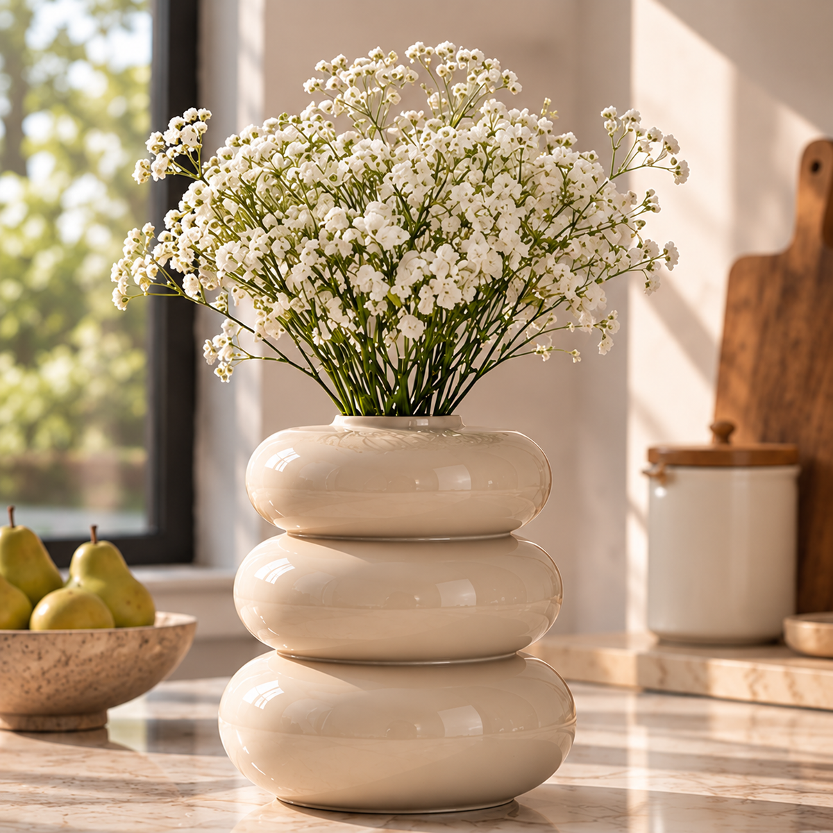 CLAYMORIA® Sculptural Three-Tier Ceramic Vase