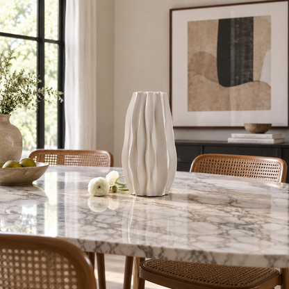 CLAYMORIA® Sculptural Wavy Ceramic Flower Vase