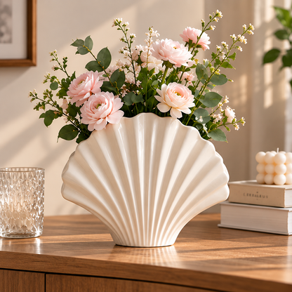 CLAYMORIA® Shell-Shaped Ceramic Flower Vase