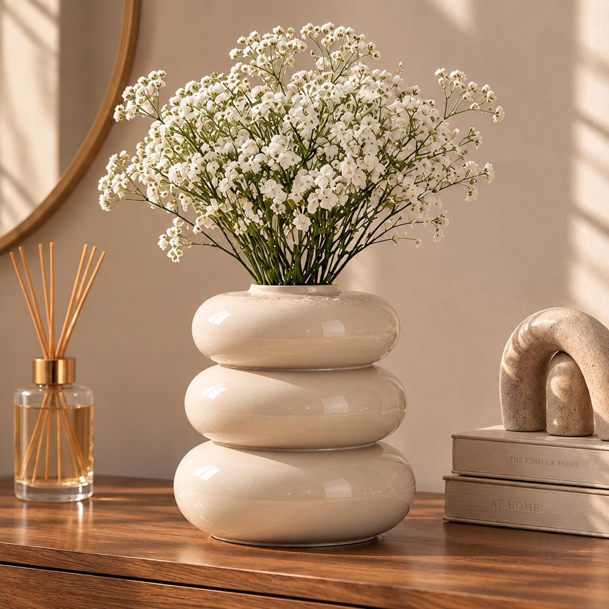 CLAYMORIA® Sculptural Three-Tier Ceramic Vase