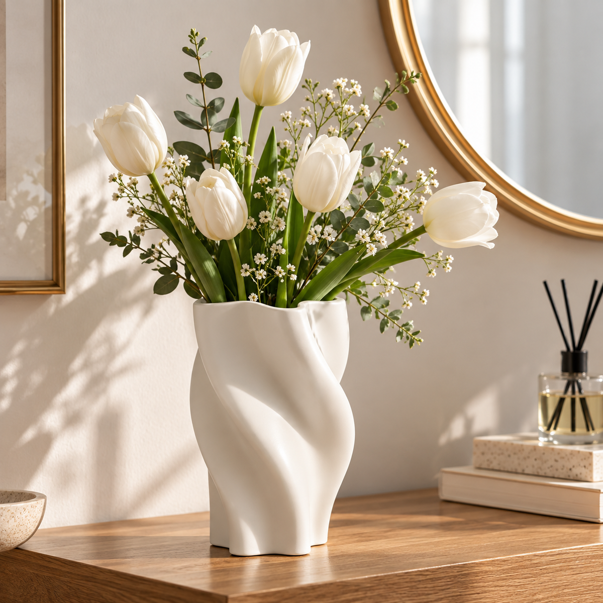 CLAYMORIA® Sculptural Wave Ceramic Vase