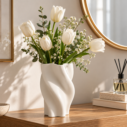 CLAYMORIA® Sculptural Wave Ceramic Vase